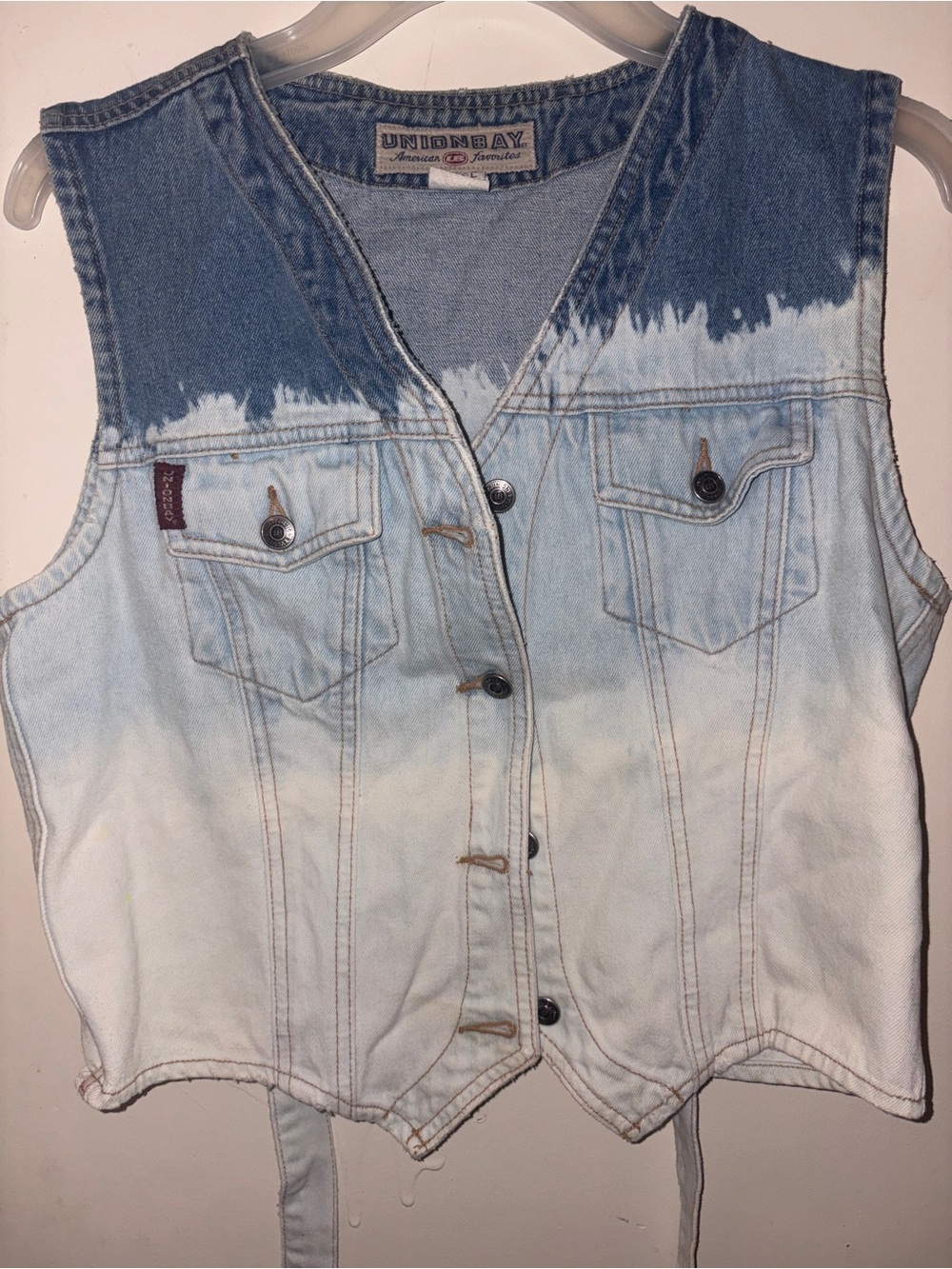UNIONBAY Two-Tone Light and Medium Blue Denim Vest- SIZE LARGE